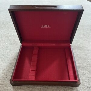 Vintage Cutco 8 Steak Knife Solid Wood Storage Box Red Felt - CASE ONLY